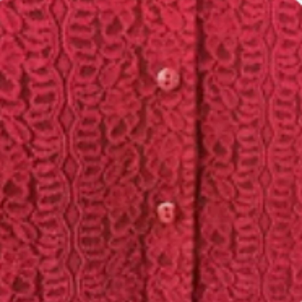 J. Jill NWT Knit Lace Open Weave Cardigan Top V-Neck Red Stretch Lined, Medium - Picture 12 of 12